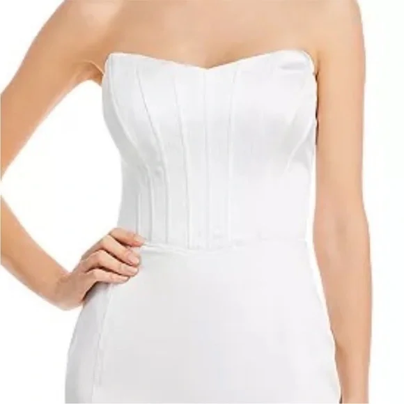 NWT Aqua x Maeve Bustier Feather Trim Dress Bloomingdale’s Bridal Size S… - Picture 5 of 8